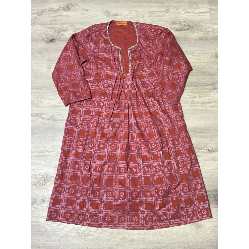 Roberta Freymann Women's Dress Tunic Lagenlook Boho V Neck Lightweight Sz Small